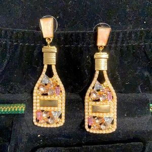 🟢 Bottle Decor Earrings with Rhinestone & Faux Pearls 🟢